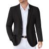 imageCOOFANDY Mens Casual Knit Blazer Stretch Slim Fit Sport Coat Two Button Lightweight Suit JacketsBlack