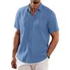 imageCOOFANDY Mens Casual Linen Shirts Short Sleeve Button Down Shirt Summer Beach TopsBlue