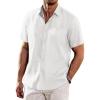 imageCOOFANDY Mens Casual Linen Shirts Short Sleeve Button Down Shirt Summer Beach TopsWhite