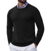 imageCOOFANDY Mens Crewneck Sweater Pullover Knit Sweater Lightweight Sweaters with Ribbing EdgeBlack