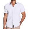 imageCOOFANDY Mens Dress Shirt Wrinkle Free Regular Fit Stretch Short Sleeve Button Down ShirtsWhiteblack