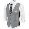 imageCOOFANDY Mens Dress Vest Casual Business Waistcoat Formal Wedding 3 Button Suit VestLight Grey