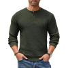 imageCOOFANDY Mens Henley Knit Sweater Long Sleeve Button Pullover Sweater Casual Waffle Texture Fashion Henley SweaterArmy Green