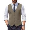 imageCOOFANDY Mens Herringbone Tweed Suit Vests Slim Fit Waistcoat Casual Business Dress VestGreen