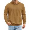 imageCOOFANDY Mens Hooded Sweatshirts Long Sleeve Casual Pullover Hoodie Waffle Knit Sweatshirt with PocketLight Brown