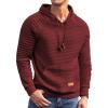 imageCOOFANDY Mens Hoodies Pullover Casaul Long Sleeve Drawstring Waffle Knit Hooded Sweatshirt with Kanga PocketWine Red
