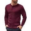 imageCOOFANDY Mens Knit Henley Sweater Long Sleeve Button Down Lightweight Sweater Fall Slim Fit Ribbed PulloverWine Red
