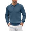 imageCOOFANDY Mens Knit Polo Shirts Casual Long Sleeve Classic Polo Shirts Button Down Golf ShirtsRibbed Denim Blue