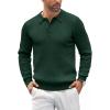 imageCOOFANDY Mens Knit Polo Shirts Casual Long Sleeve Classic Polo Shirts Button Down Golf ShirtsRibbed Green