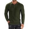 imageCOOFANDY Mens Knit Polo Shirts Long Sleeve Sweater Polo Lightweight Fashion Casual Collared T ShirtsArmy Green