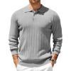 imageCOOFANDY Mens Knit Polo Sweater Long Sleeve Polos Lightweight Casual Dress Pullover SweatersLight Grey