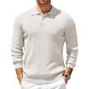 imageCOOFANDY Mens Knit Polo Sweater Long Sleeve Polos Lightweight Casual Dress Pullover SweatersWhite