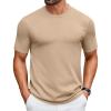 imageCOOFANDY Mens Knit TShirts Casual Crewneck Short Sleeve Shirts Summer Tops Basic Pullover TeesKhaki