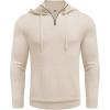 imageCOOFANDY Mens Knitted Hoodie Sweater Long Sleeve Turtleneck Quarter Zip Pullover Sweaters with PocketBeige