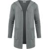 imageCOOFANDY Mens Long Open Front Cardigan Sweater Lightweight Hooded Knitted Cardigan Sweaters with PocketsLight Grey