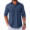 imageCOOFANDY Mens Long Sleeve Button Down Shirt Casual Untucked RegularFit Oxford Dress ShirtsDark Blue