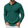 imageCOOFANDY Mens Long Sleeve Polo Sweater Knit Polo Casual Heavyweight Thermal Pullover Sweater with PocketGreen