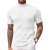 imageCOOFANDY Mens Mock Turtleneck Sweater Short Sleeve Casual Basic Tops Ribbed Knit Pullover Solid TeeAll White