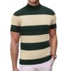 imageCOOFANDY Mens Mock Turtleneck Sweater Short Sleeve Casual Dress Sweater Slim Fit Pullover Basic Knit TeeGreen Stripe