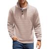 imageCOOFANDY Mens Quarter Pullover Quilted Sweatshirt Casual Knit Long Sleeve Mock Neck Sweater Waffle Collared PulloverLight Khaki