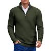 imageCOOFANDY Mens Quarter Zip Pullover Sweater Slim Fit Waffle Mock Turtleneck Polo Sweater Casual Long Sleeve SweatshirtArmy Green