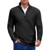 imageCOOFANDY Mens Quarter Zip Pullover Sweater Slim Fit Waffle Mock Turtleneck Polo Sweater Casual Long Sleeve SweatshirtBlack