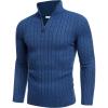 imageCOOFANDY Mens Quarter Zip Sweater Slim Fit Casual Knitted Turtleneck Pullover Mock Neck Polo SweaterBlue