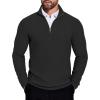 imageCOOFANDY Mens Quarter Zip Sweaters Slim Fit Lightweight Knitted Mock Neck Pullover Casual Polo SweatersAll Black