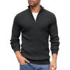 imageCOOFANDY Mens Quarter Zip Sweaters Slim Fit Mock Neck Pullover Sweater Lightweight Knitted Polo SweatersBlack
