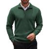 imageCOOFANDY Mens Quarter Zip Up Sweaters Slim Fit Casual Long Sleeve Knitted Mock Neck Pullover SweatersGreen
