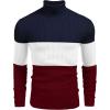 imageCOOFANDY Mens Ribbed Slim Fit Knitted Pullover Casual Turtleneck SweaterNavy  Wine Red