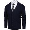 imageCOOFANDY Mens Shawl Collar Cardigan Sweater Slim Fit Button Down Cable Knitted Sweater with PocketsNavy Blue