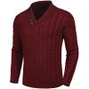 imageCOOFANDY Mens Shawl Collar Pullover Sweater Slim Fit Casual Button Cable Knit Sweaters1wine Red