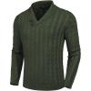 imageCOOFANDY Mens Shawl Collar Pullover Sweater Slim Fit Casual Button Cable Knit SweatersArmy Green