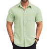 imageCOOFANDY Mens Short Sleeve Button Down Shirts Casual Summer Beach Shirt Wedding Dress Shirts with PocketLight Green