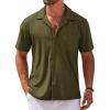 imageCOOFANDY Mens Short Sleeve Dress Shirts Button Down Untucked Wrinkle Free Shirts Casual Summer Shirt with PocketArmy Green