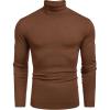imageCOOFANDY Mens Slim Fit Turtleneck Sweater Casual Basic Knitted Long Sleeve Pullover SweaterBrown