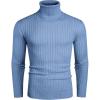 imageCOOFANDY Mens Slim Fit Turtleneck Sweater Casual Pullover Sweater Lightweight Ribbed SweaterBluegray
