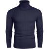 imageCOOFANDY Mens Slim Fit Turtleneck Sweater Casual Pullover Sweater Lightweight Ribbed SweaterNavy Blue