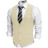 imageCOOFANDY Mens Suit Vest Slim Fit Casual Business Vests Lightweight VNeck Formal Dress Waistcoat for Wedding PromBeige