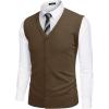 imageCOOFANDY Mens Sweater Vest V Neck Casual Sleeveless Knitted Button Cardigan VestBrown