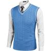 imageCOOFANDY Mens Sweater Vest V Neck Slim Fit Casual Sleeveless Twisted Knitted Pullover SweaterBlue