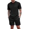 imageCOOFANDY Mens Tracksuit 2 Piece Hooded Athletic Sweatsuit Short Sleeve Casual Sports Hoodie Shorts SetBlack