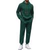 imageCOOFANDY Mens Tracksuit 2 Piece Hoodie Sweatsuit Sets Casual Athletic Jogging Suits Waffle Plaid Jacquard OutfitsGreen