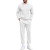 imageCOOFANDY Mens Tracksuits 2 Pieces Waffle Hoodies Sweatsuit Sets Sports Jogging Suit SetWhhite