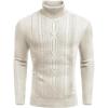imageCOOFANDY Mens Turtleneck Sweater Slim Fit Casual Warm Twisted Knitted Pullover SweatersBeige