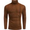 imageCOOFANDY Mens Turtleneck Sweater Slim Fit Casual Warm Twisted Knitted Pullover SweatersBrown