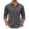 imageCOOFANDY Mens Wrinkle Free Dress Shirts Long Sleeve Untucked Shirts Casual Button Down ShirtsDark Gray