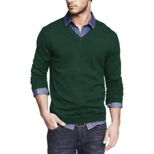 imageCOOFANDY Men Casual V Neck Sweater Ribbed Knit Slim Fit Long Sleeve Pullover TopGreen