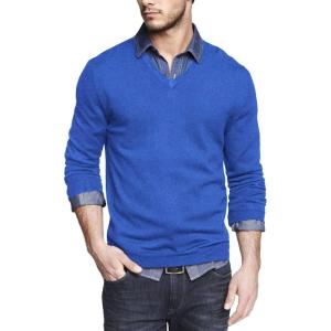 imageCOOFANDY Men Casual V Neck Sweater Ribbed Knit Slim Fit Long Sleeve Pullover TopRoyal Blue